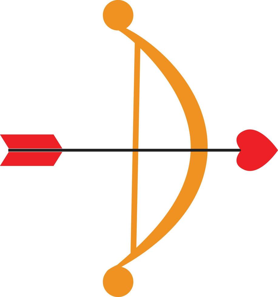 un arc de Cupidon et une flèche avec un coeur sur fond blanc. logo de la Saint-Valentin. signe d'arme de la Saint-Valentin. arc avec symbole de flèche. style plat. vecteur