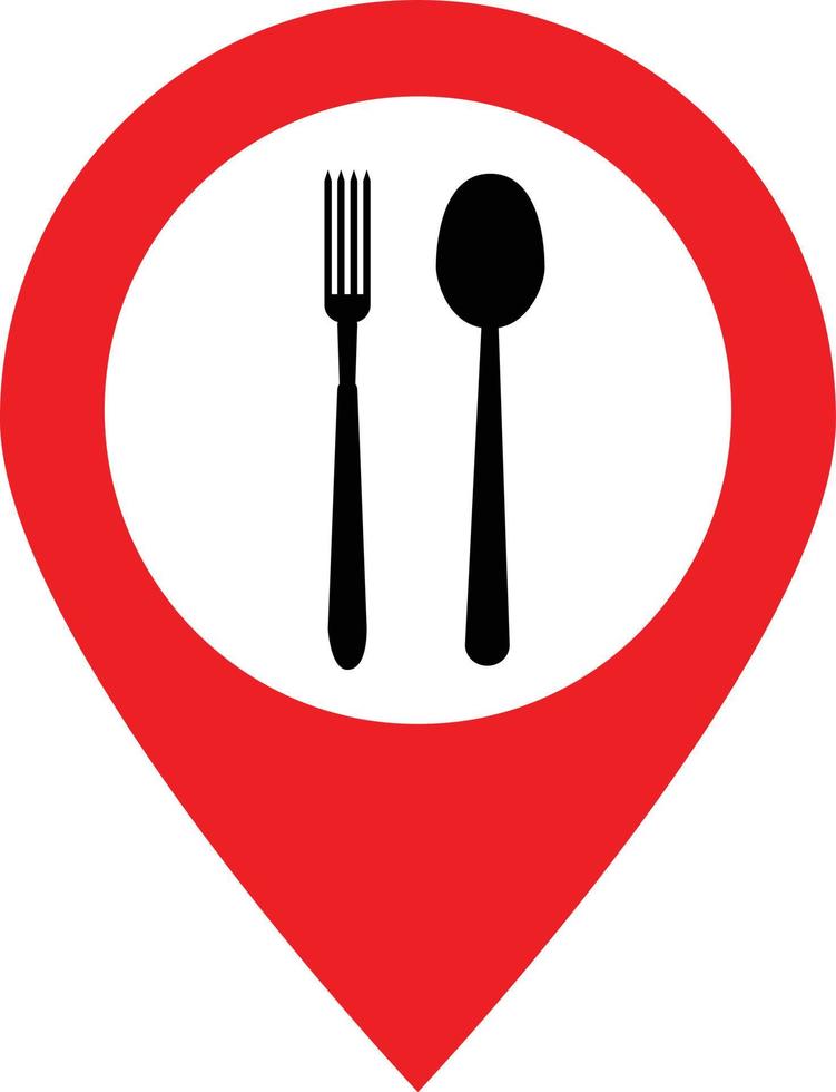 icône de localisation de cafés et restaurants sur fond blanc. signe de broche alimentaire. symbole du logo de l'emplacement du restaurant. style plat. vecteur
