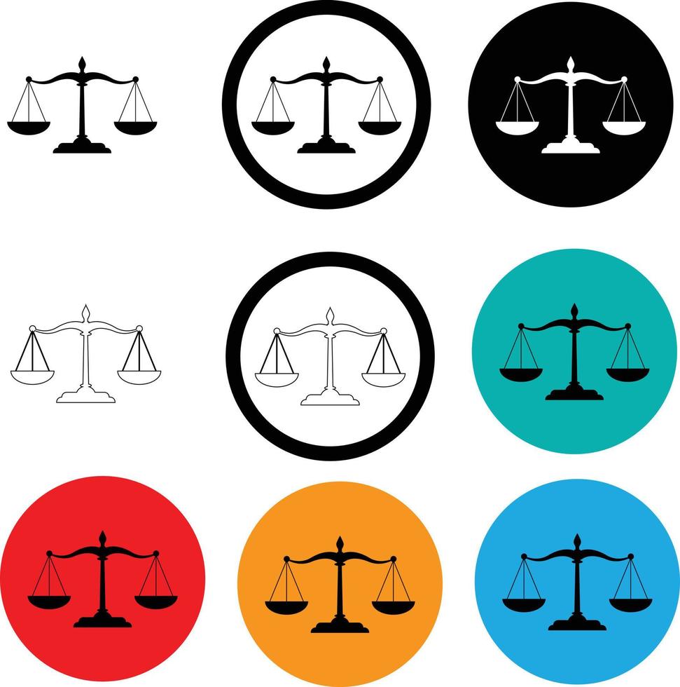 balance de l'icône de la justice sur fond blanc. symbole de la cour de justice. logo d'équilibre. signe d'échelles. style plat. vecteur