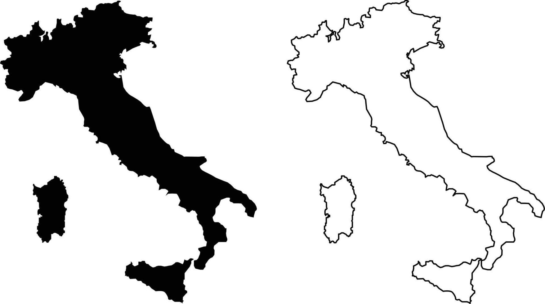 carte noire de l'italie sur fond blanc. carte muette du signe de l'italie. style plat. vecteur