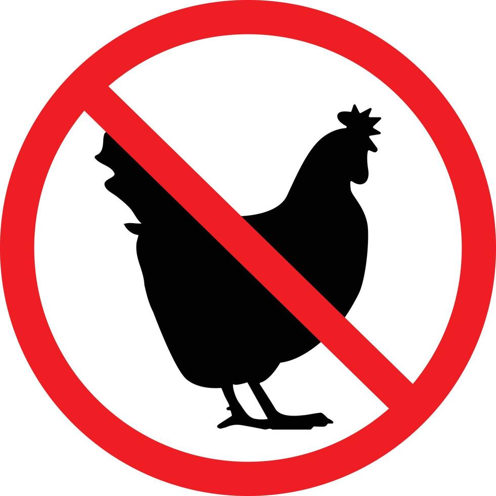 signe de poulet interdit. viande interdite sur fond blanc. pas de logo de poulet. vecteur