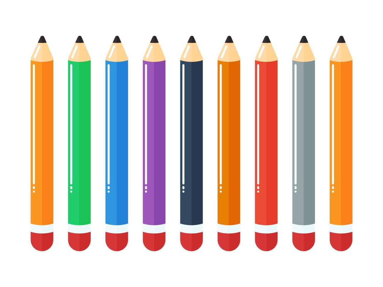 crayons de couleur sur fond blanc vecteur