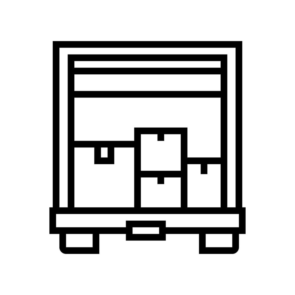 boîtes télécharger dans l'illustration vectorielle de l'icône de la ligne de camion vecteur