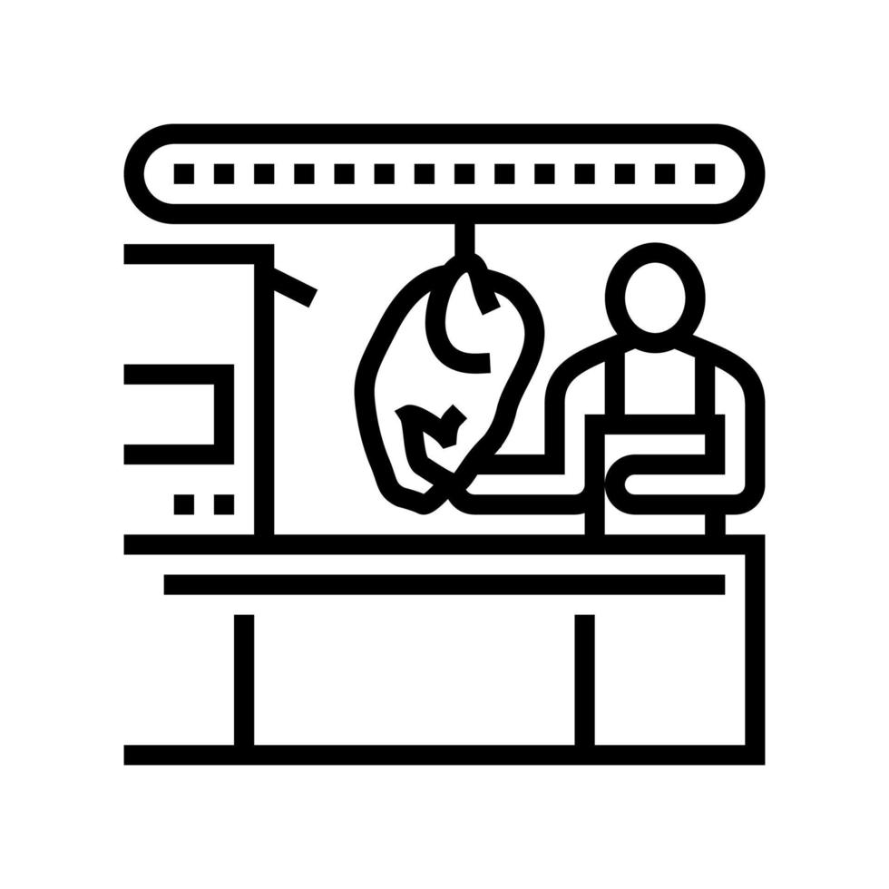 Carcasse de poulet de contrôle des travailleurs dans l'illustration vectorielle de l'icône de la ligne d'usine vecteur