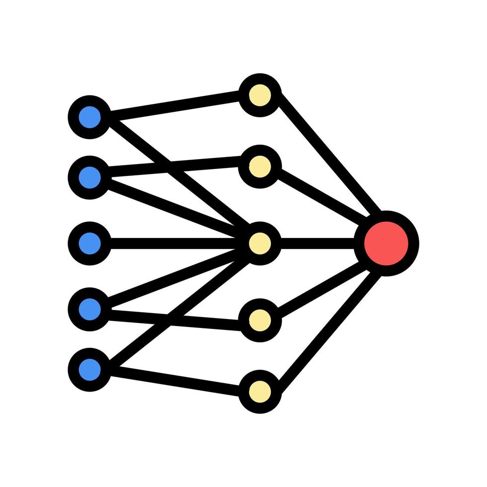 illustration vectorielle d'icône de couleur de réseau de neurones à couche unique vecteur