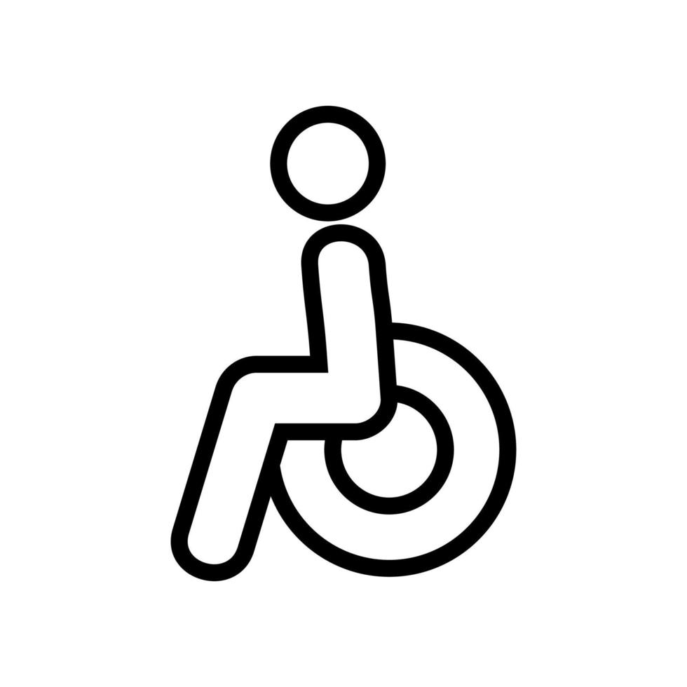 homme, fauteuil roulant, icône, vecteur, contour, illustration vecteur