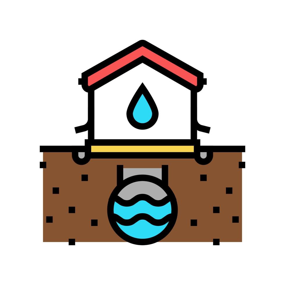 illustration vectorielle de l'icône de couleur du système de drainage de la maison vecteur