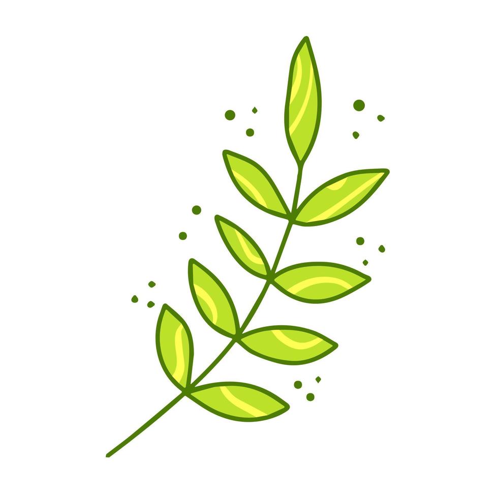 branche avec des feuilles vertes. plante et partie d'arbre. illustration de dessin animé plat vecteur
