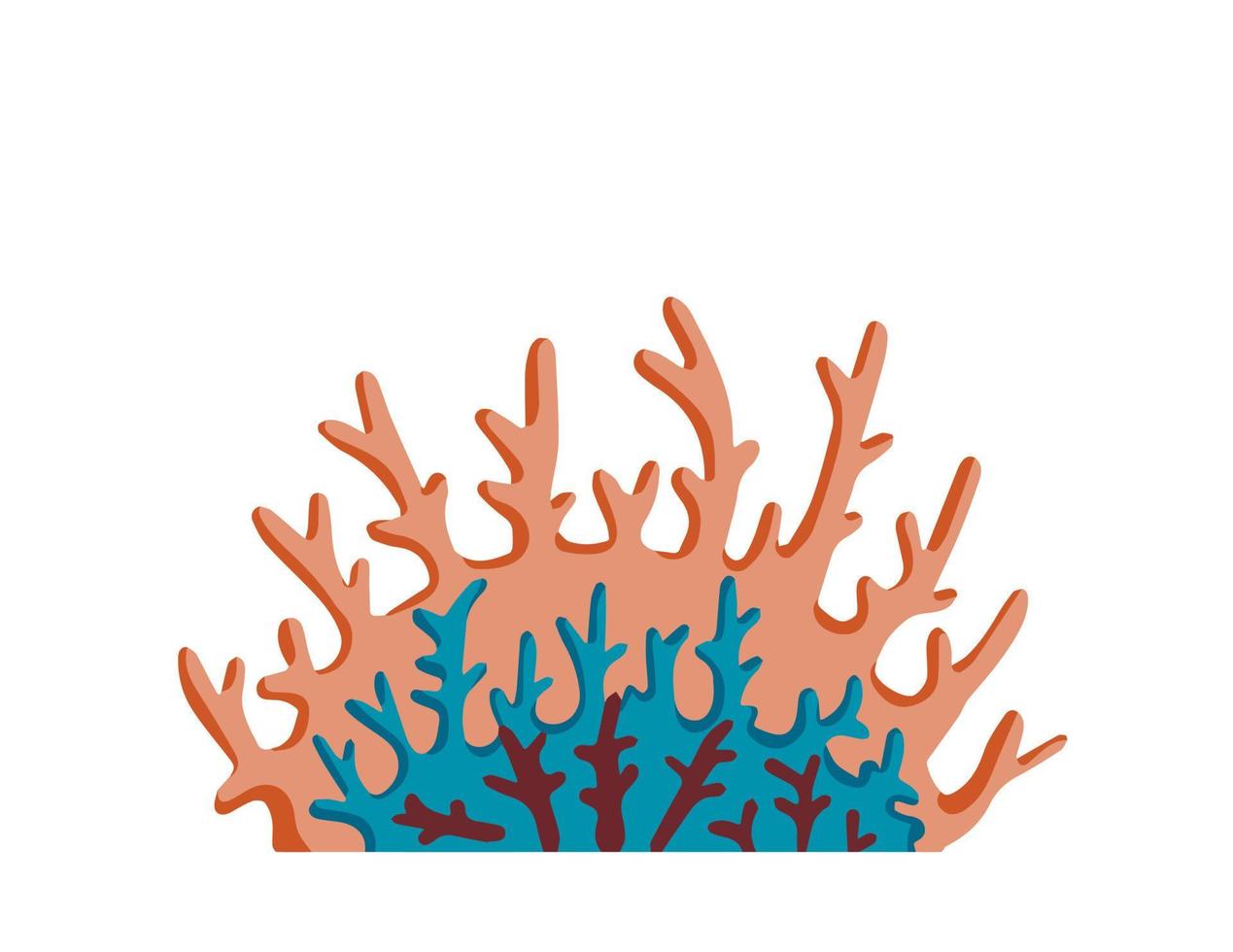 coraux sur le récif. plantes sous-marines. sous-marin tropical exotique. illustration de dessin animé plat vecteur