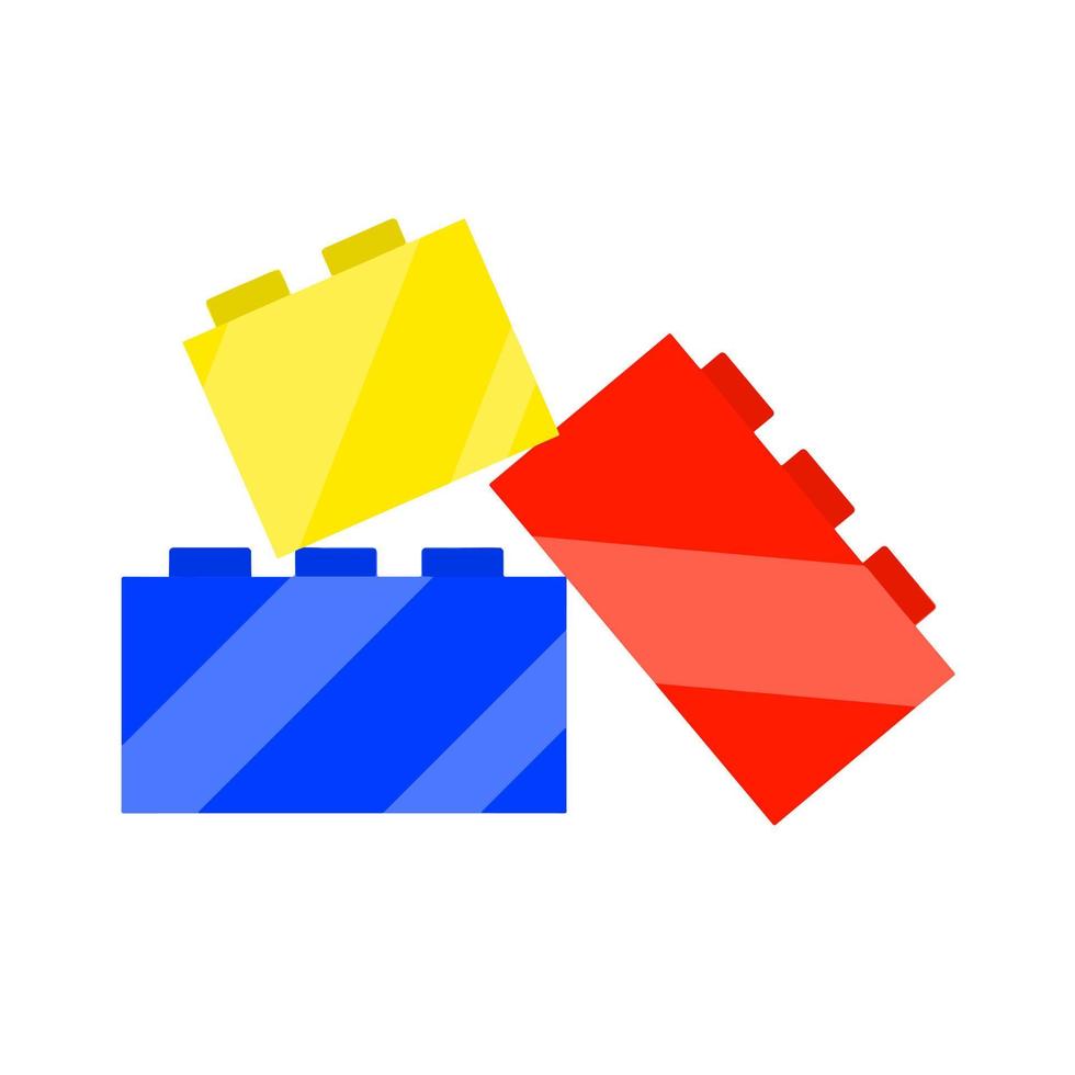constructeur de cubes lumineux. forme carrée géométrique rouge, bleue et jaune. jouet d'enfant. illustration plate vecteur