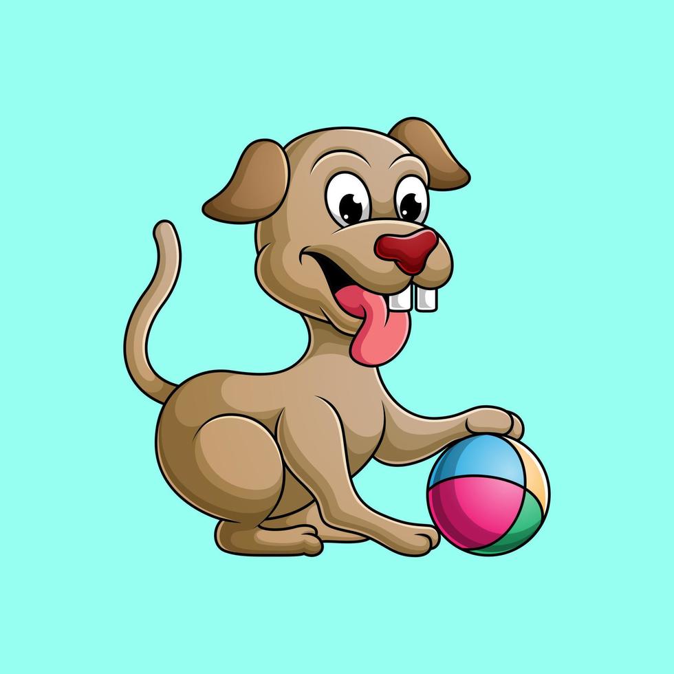 chien mignon jouant au ballon vecteur