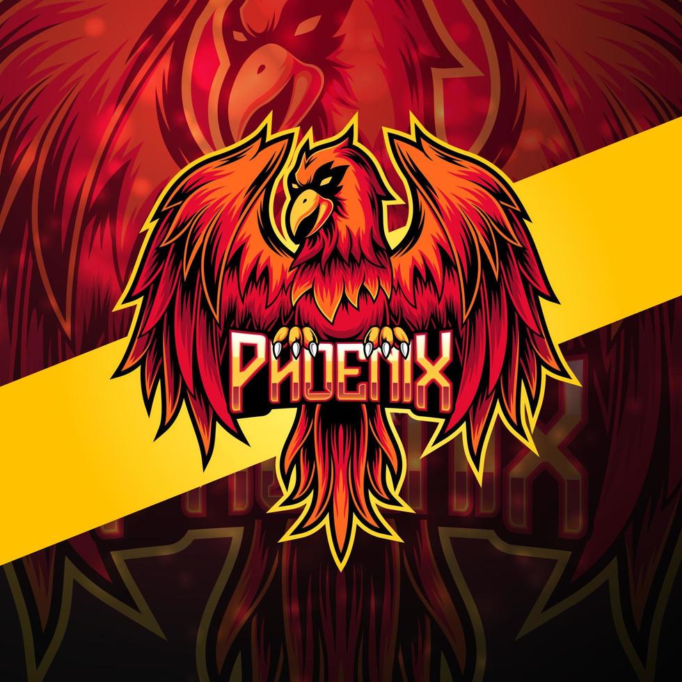 création de logo de mascotte phoenix esport vecteur