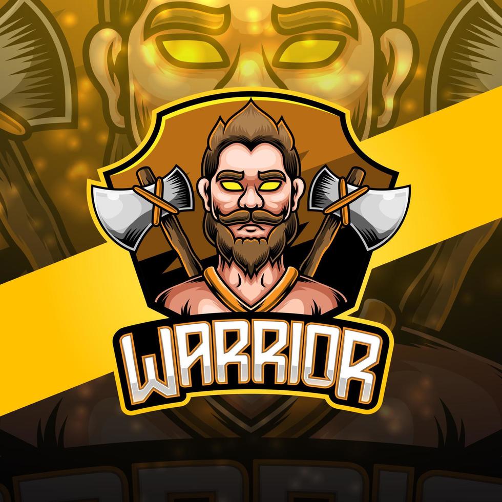 création de logo de mascotte de guerrier esport vecteur