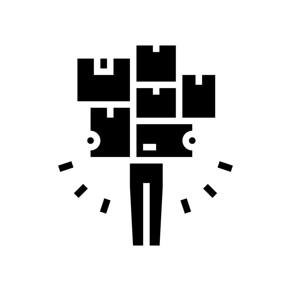 humain avec des boîtes pile glyphe icône illustration vectorielle vecteur