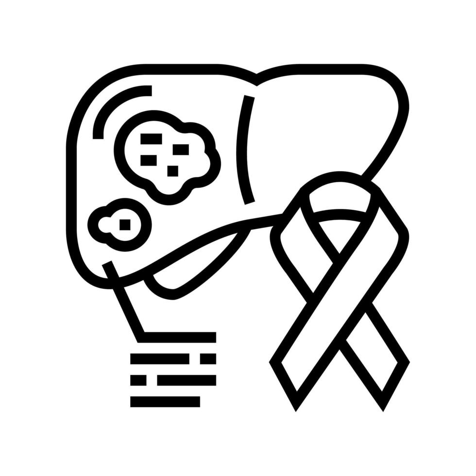 illustration vectorielle de l'icône de la ligne du cancer du foie vecteur
