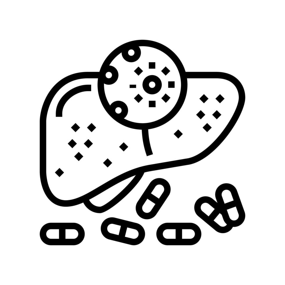 médicaments antiviraux hépatite ligne icône illustration vectorielle vecteur