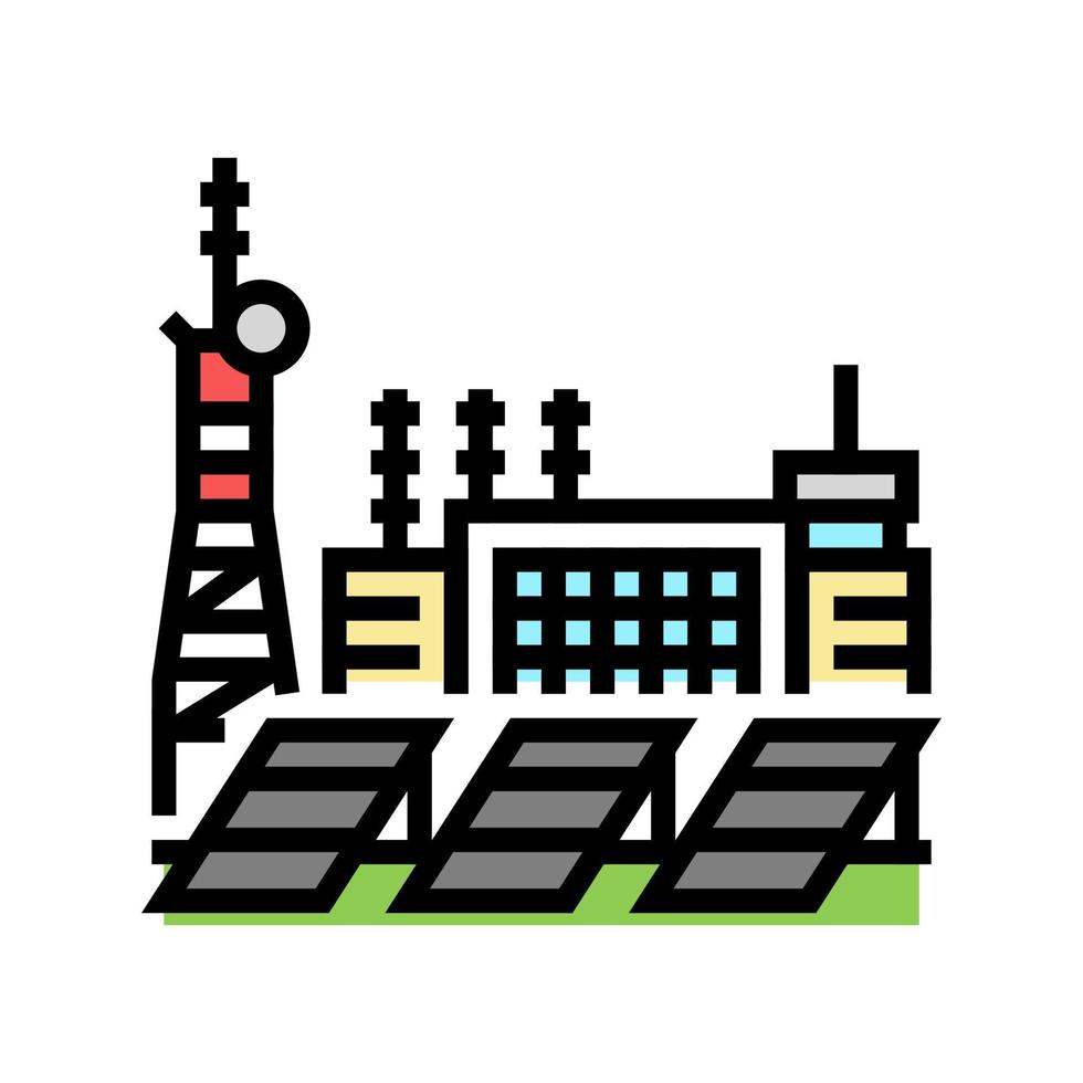 illustration vectorielle de l'icône de couleur de la station d'énergie électrique vecteur