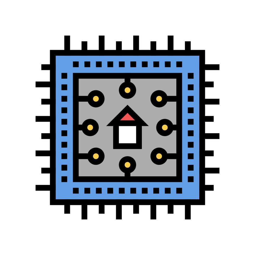 puce de l'illustration vectorielle de l'icône de couleur du système de maison intelligente vecteur