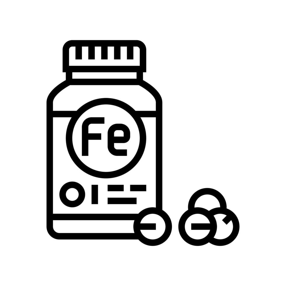 illustration vectorielle de l'icône de la ligne de l'emballage des suppléments de fer vecteur