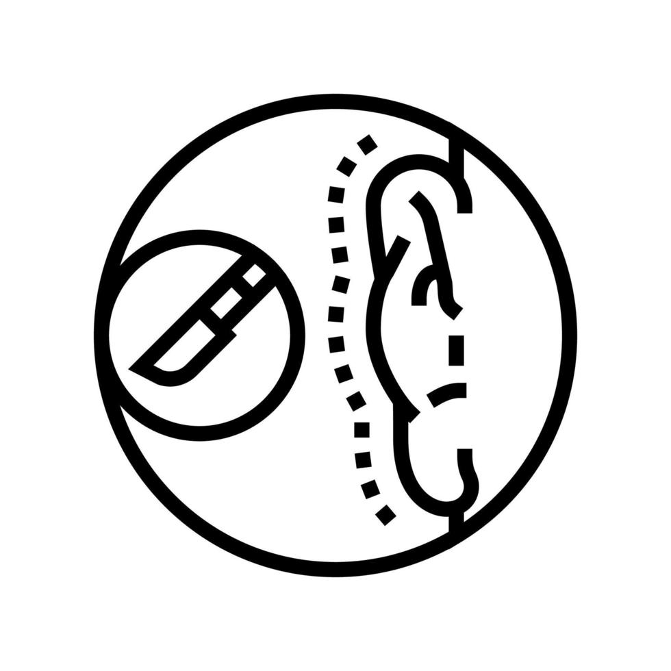 illustration vectorielle de l'icône de la ligne de chirurgie otoplastie vecteur
