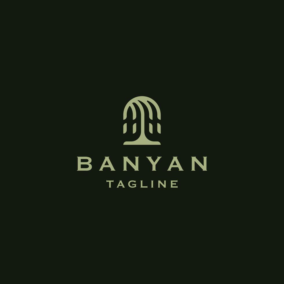 modèle de conception d'icône de logo banyan tree illustration vectorielle plate vecteur