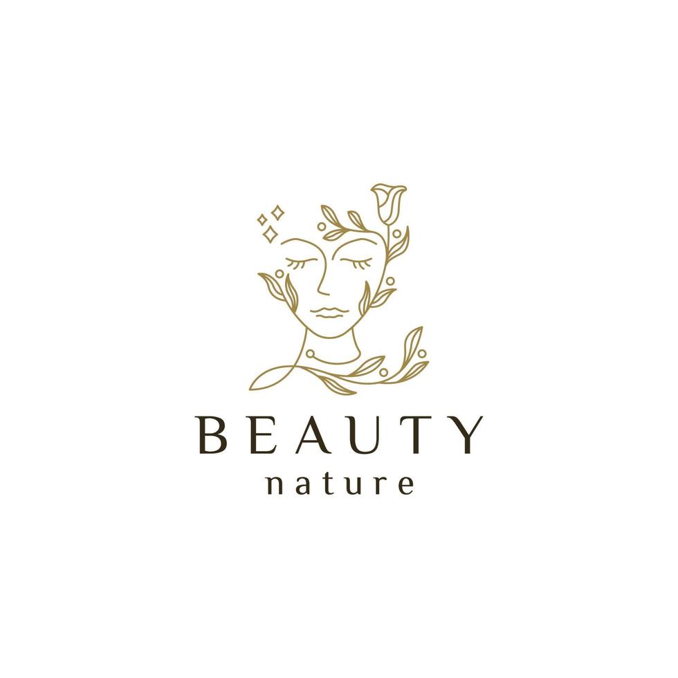 femme beauté visage logo icône modèle de conception illustration vectorielle plane vecteur