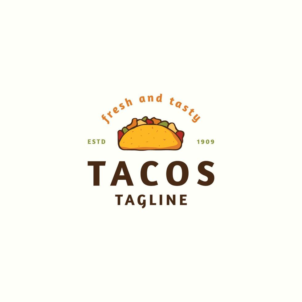 modèle de conception d'icône de logo de nourriture tacos illustration vectorielle plate vecteur