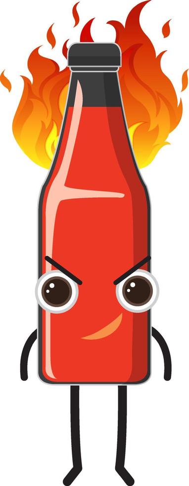 personnage de dessin animé de bouteille de sauce chili vecteur
