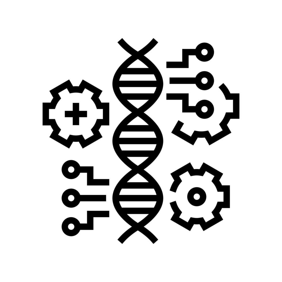 illustration vectorielle de l'icône de la ligne des caractéristiques génétiques de la molécule vecteur