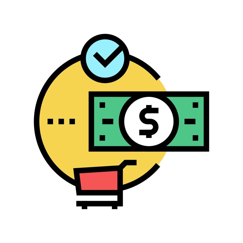 achète le paiement avec l'illustration vectorielle de l'icône de couleur de l'argent vecteur