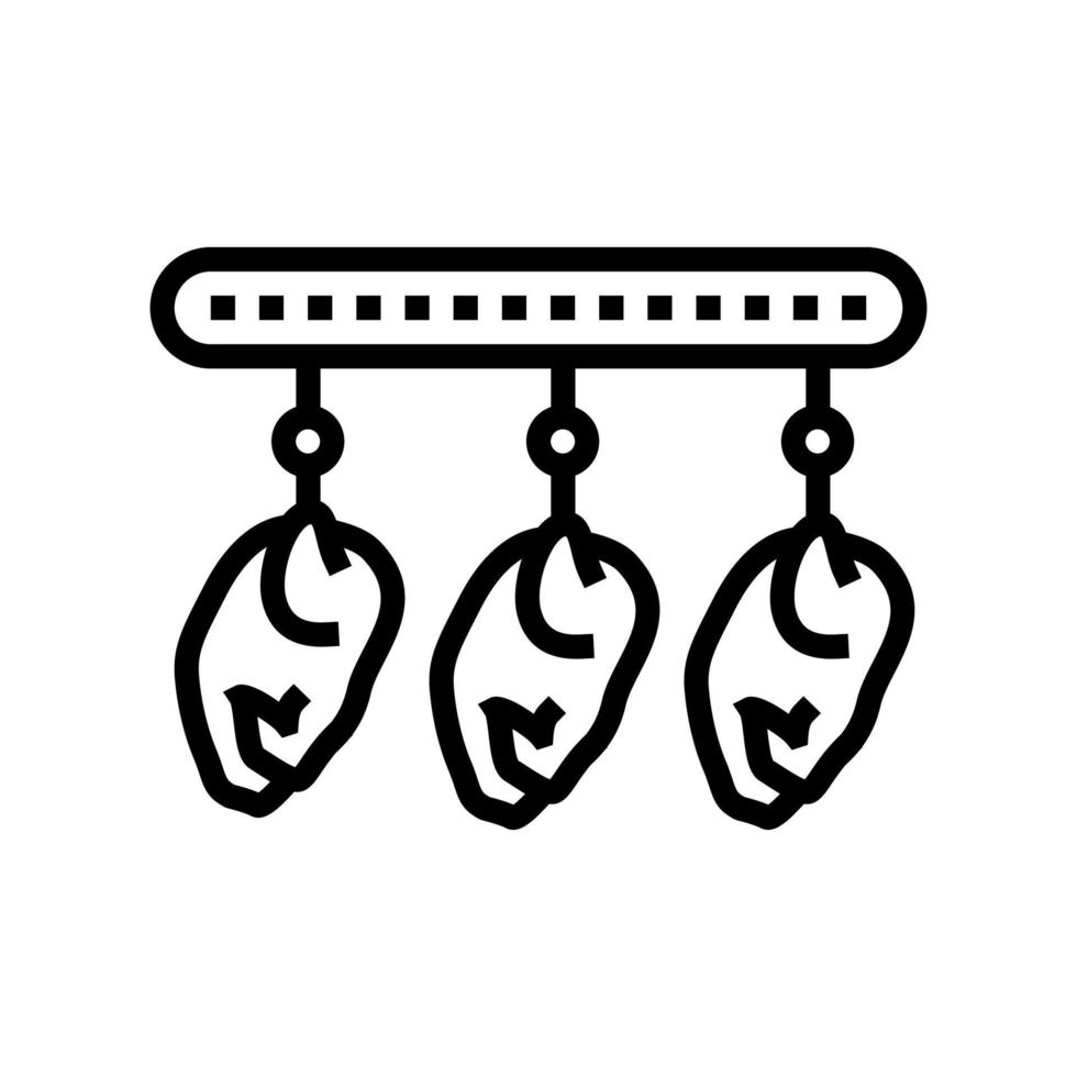 carcasse de poulet suspendue sur l'illustration vectorielle de l'icône de la ligne d'équipement vecteur