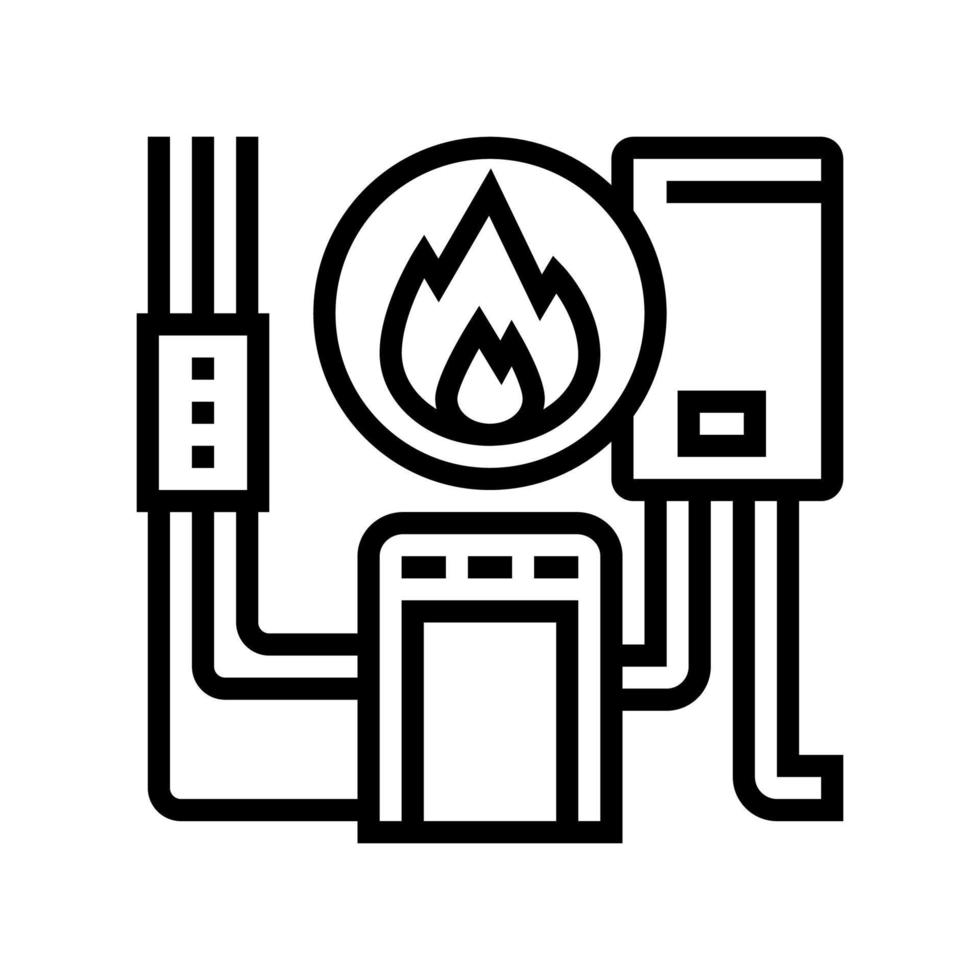 illustration vectorielle de l'icône de la ligne du système de chauffage vecteur