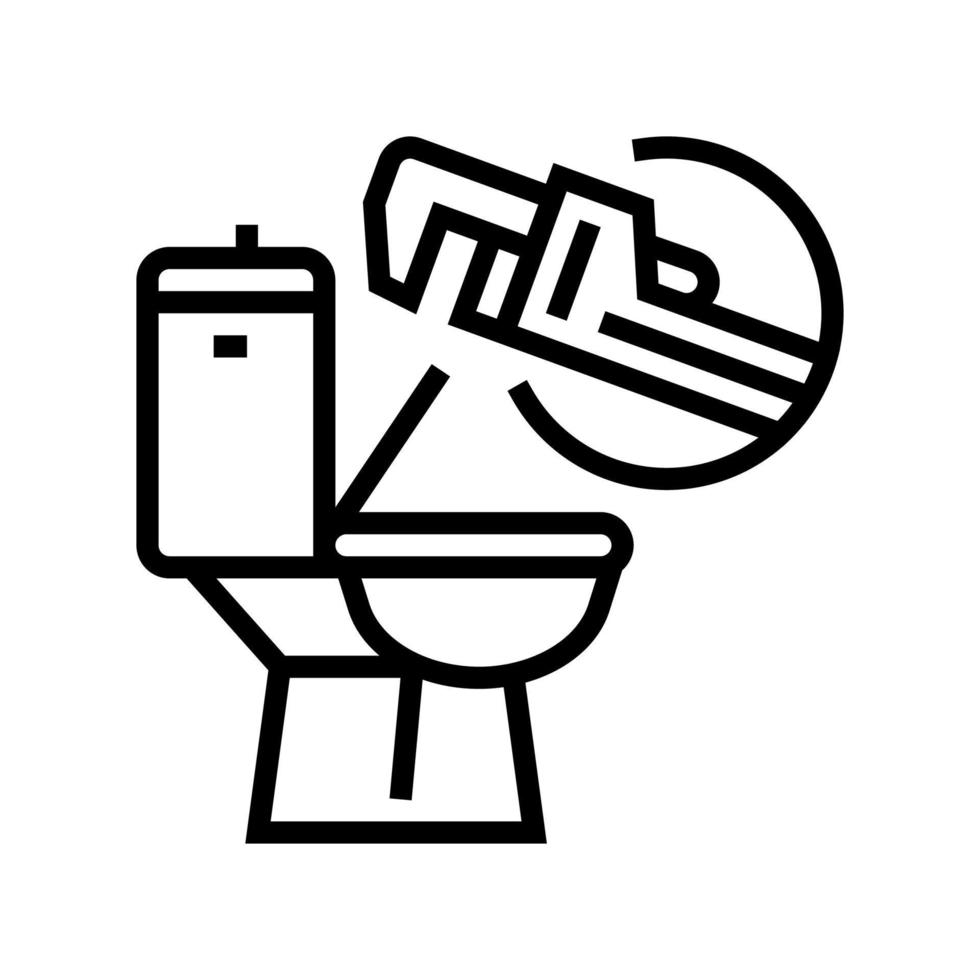 illustration vectorielle de l'icône de la ligne de réparation des toilettes vecteur