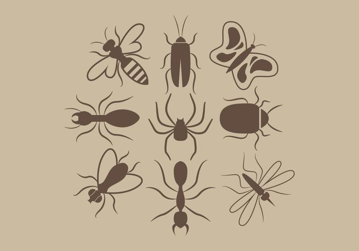 Vecteur silhouettes d'insectes