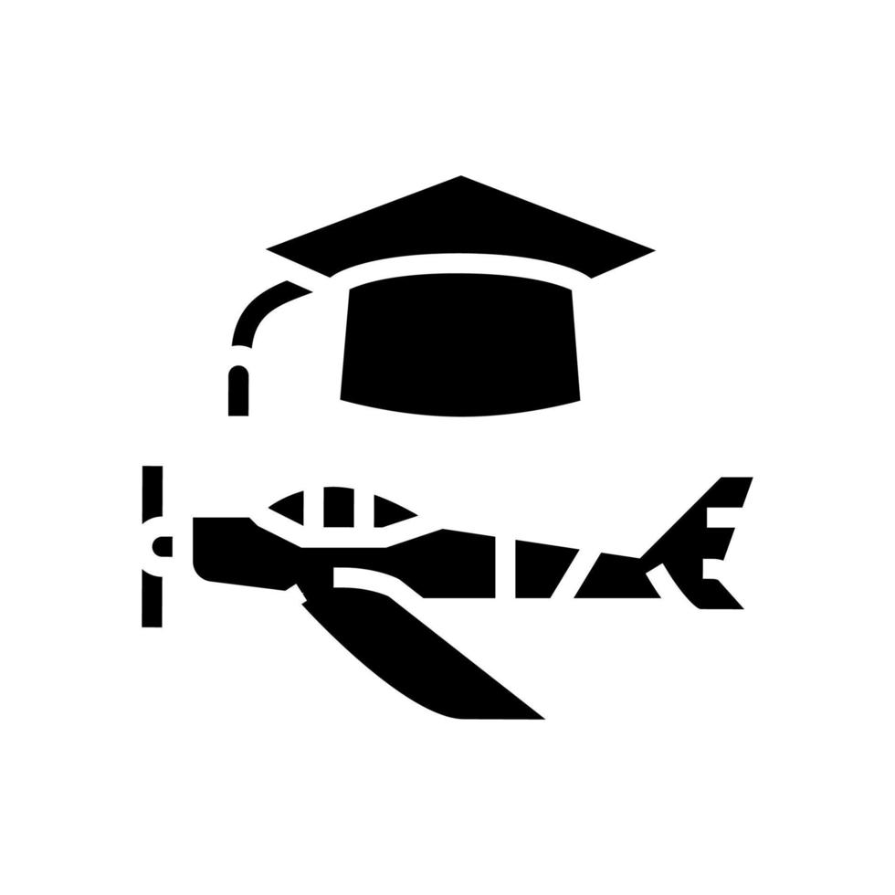 illustration vectorielle de l'icône du glyphe de l'école de pilotage des diplômés vecteur
