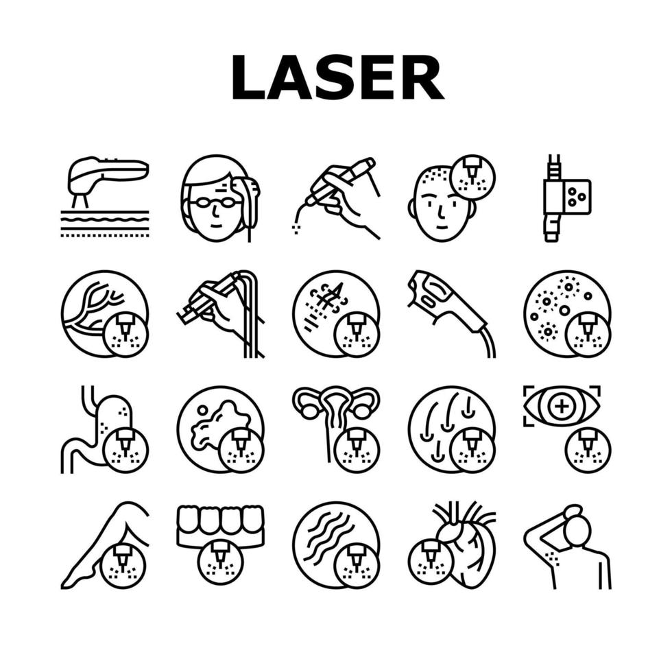 icônes de collection de service de thérapie au laser définies vecteur