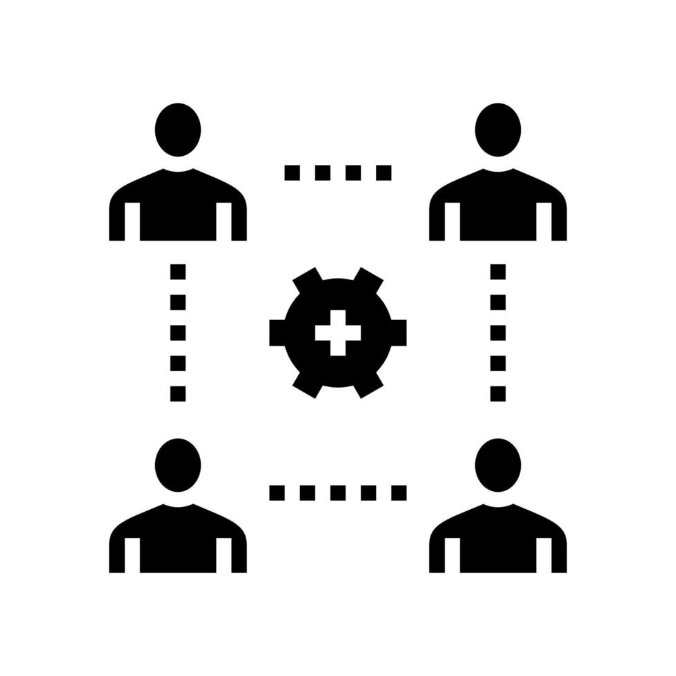 employés de l'entreprise travaillant processus glyphe icône illustration vectorielle vecteur
