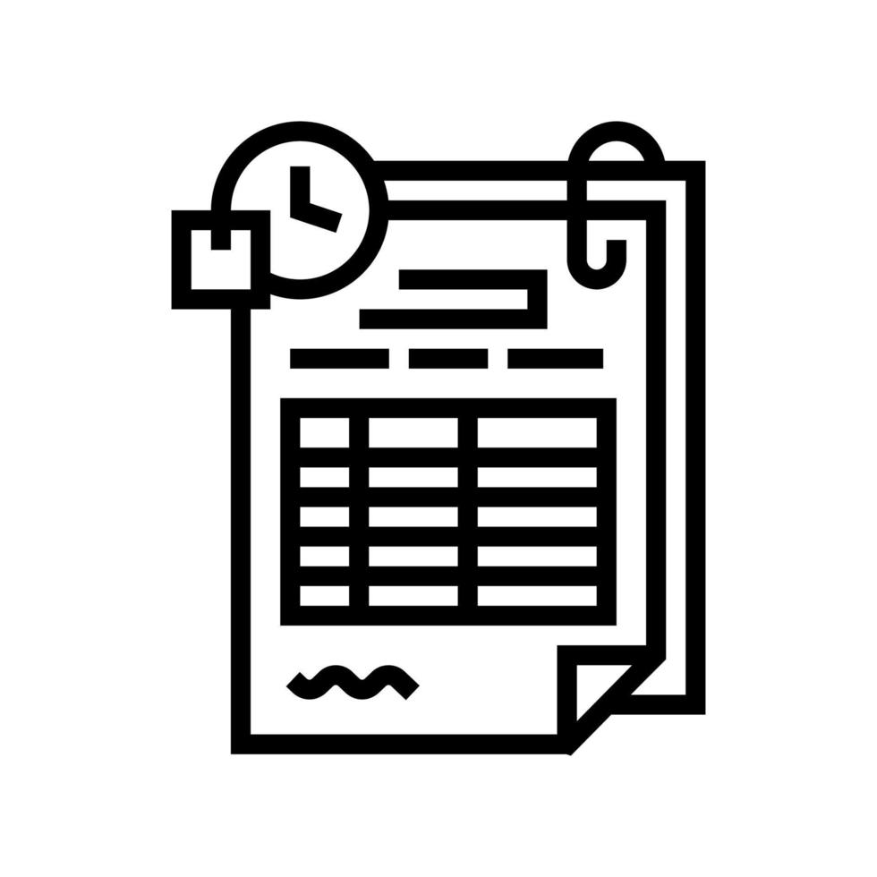 illustration vectorielle de l'icône de la ligne de feuille de calcul de commande de réapprovisionnement vecteur