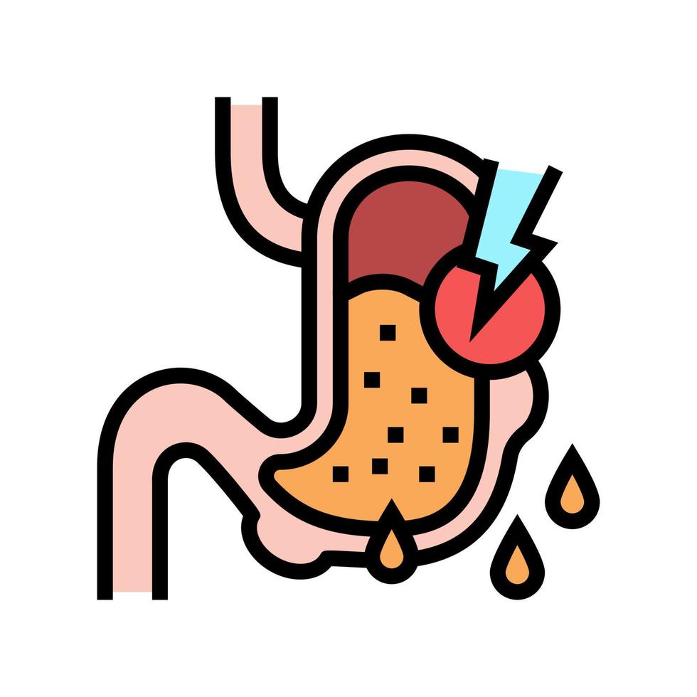 fuites dans l'illustration vectorielle de l'icône de couleur du système gastro-intestinal vecteur