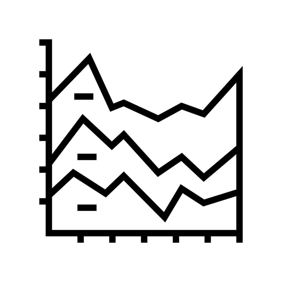 illustration vectorielle de l'icône de la ligne de graphique en aires empilées vecteur