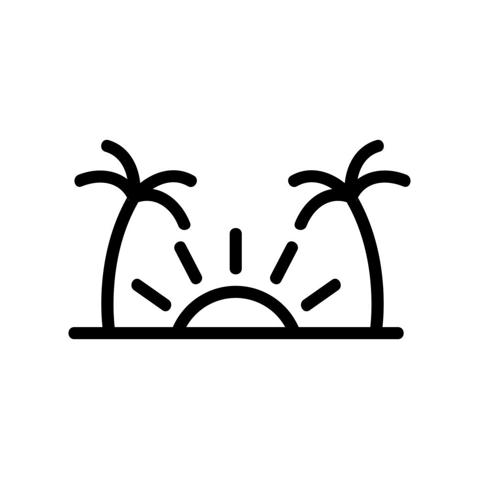 coucher de soleil palmiers icône illustration vectorielle contour vecteur