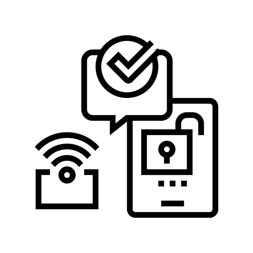 carte avec puce rfid pour déverrouiller l'illustration vectorielle de l'icône de la ligne de porte vecteur