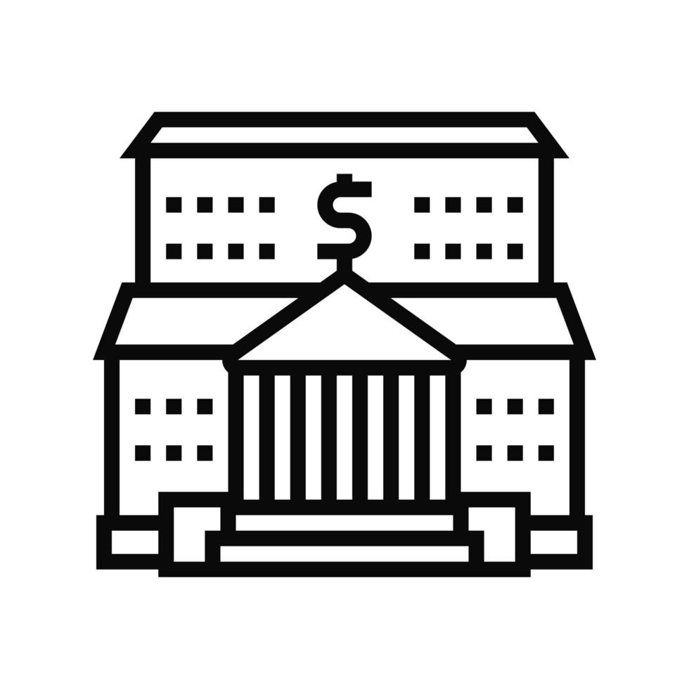 illustration vectorielle de l'icône de la ligne du bâtiment financier de la banque vecteur