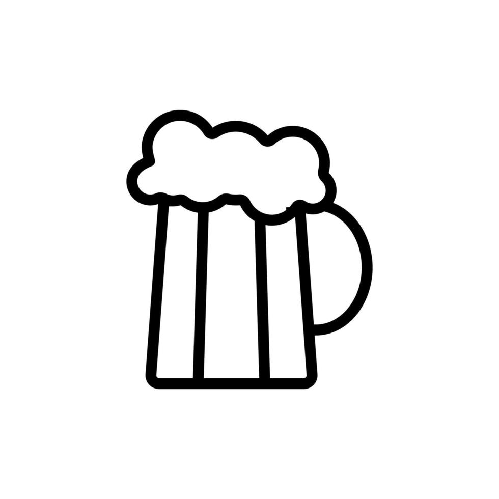 chope de bière avec icône de vecteur de mousse. illustration de symbole de contour isolé