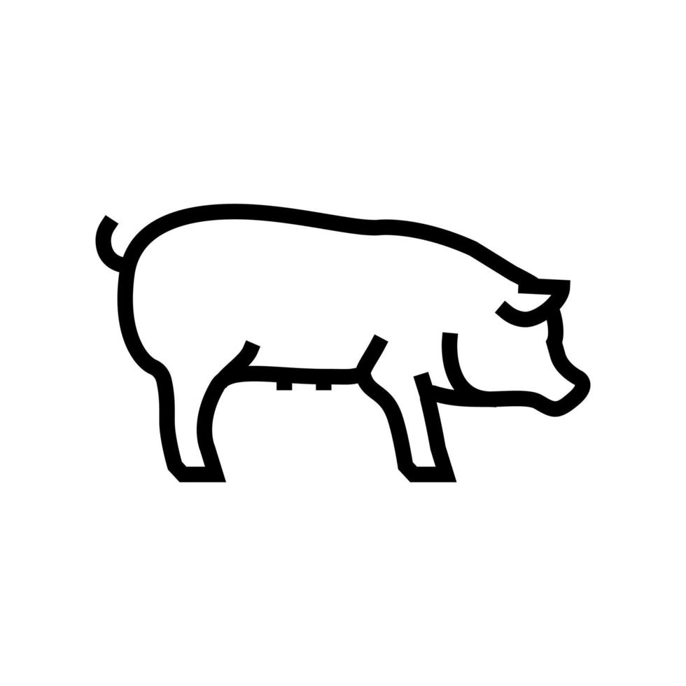 cochon animal domestique ligne icône illustration vectorielle vecteur