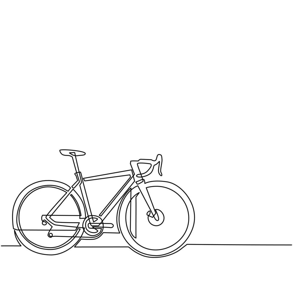 vélo de route à dessin en ligne continue unique. véhicule écologique, vélo de sport. attribut de voyage en ville de vitesse, symbole de passe-temps cycliste. transport multi-engins. une ligne dessiner illustration vectorielle de conception graphique vecteur