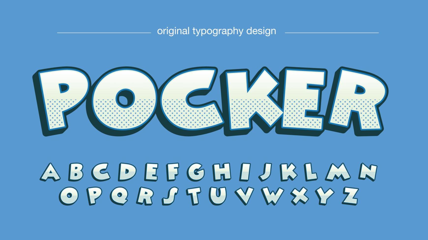 typographie de motif de demi-teintes de dessin animé 3d bleu vecteur