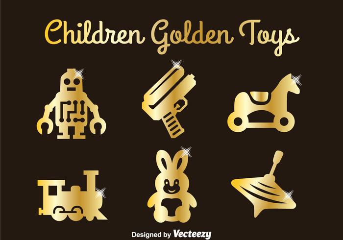 Jeu de jouets dorés pour enfants vecteur