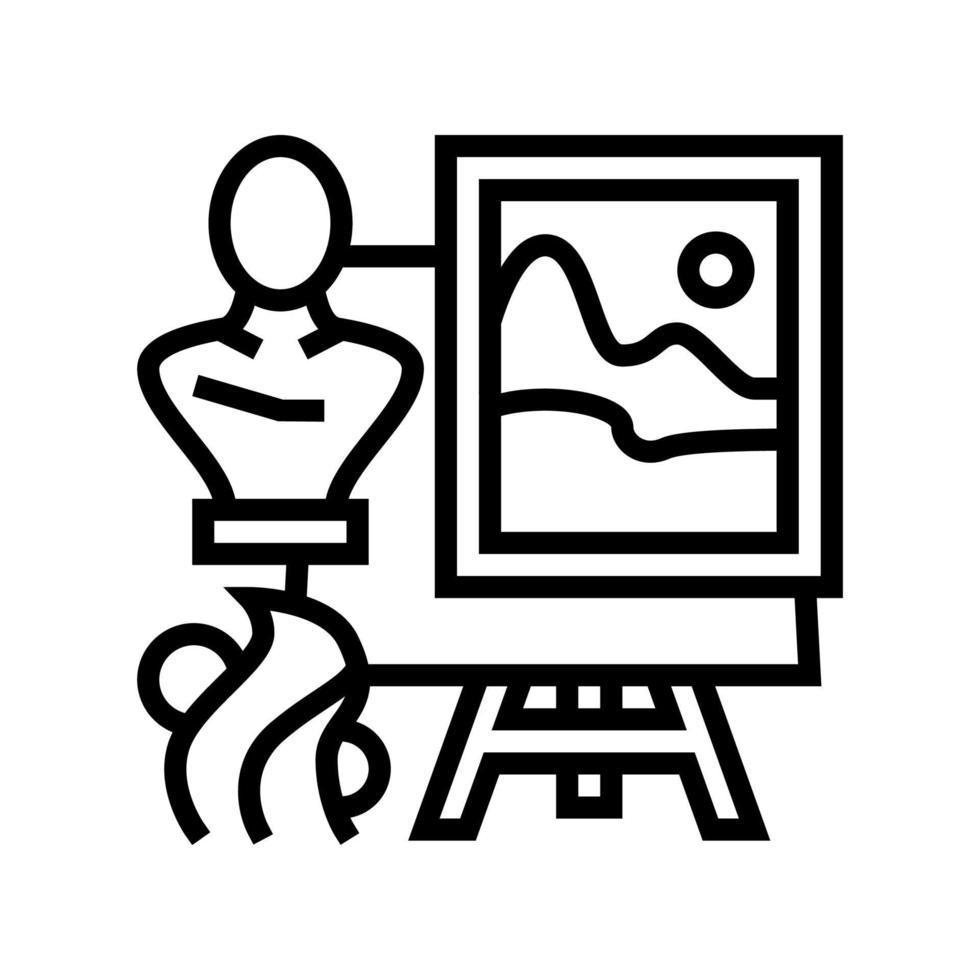 illustration vectorielle de l'icône de la ligne de leçon de l'école d'art vecteur