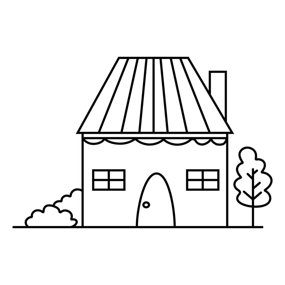 illustration de drôle de maison, concept de doodle, bon pour le livre de coloriage, pour les enfants vecteur